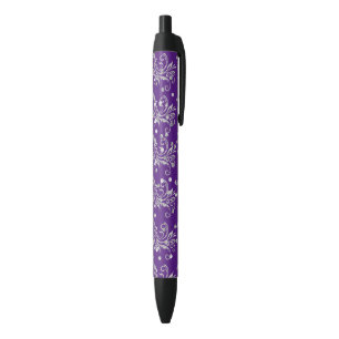 Stylo Noir Parties scintillant en argent, Bling, Purple Custo