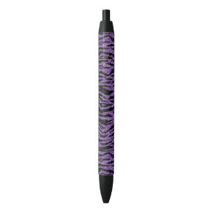 Stylo Noir Parties scintillant noire violet Zebra Imprimer