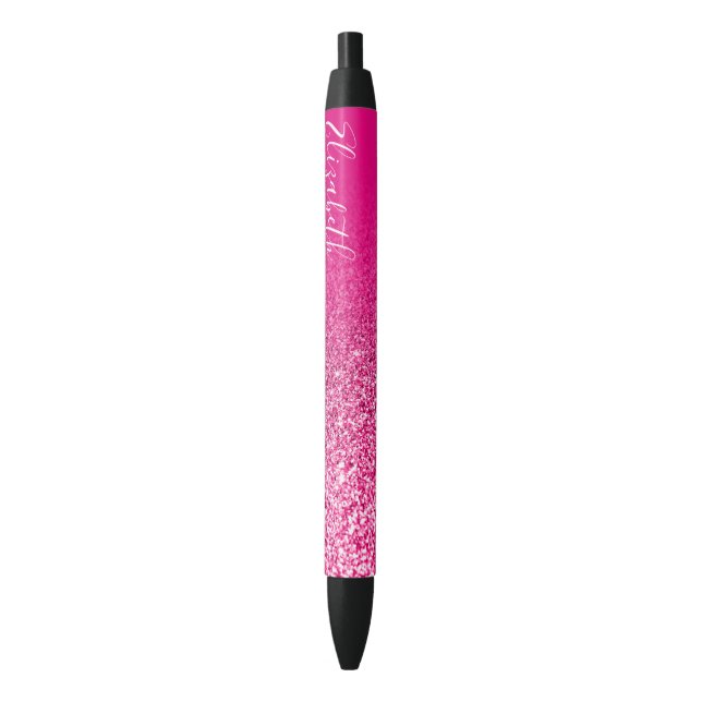Stylo Noir Parties scintillant Ombre personnalisée Hot Pink F (devant Vertical)