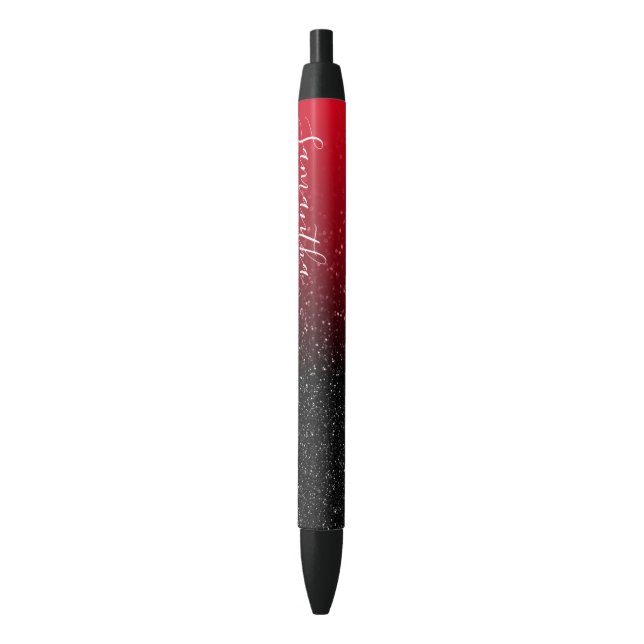 Stylo Noir Parties scintillant Ombre rouge rouge personnalisé (devant Vertical)