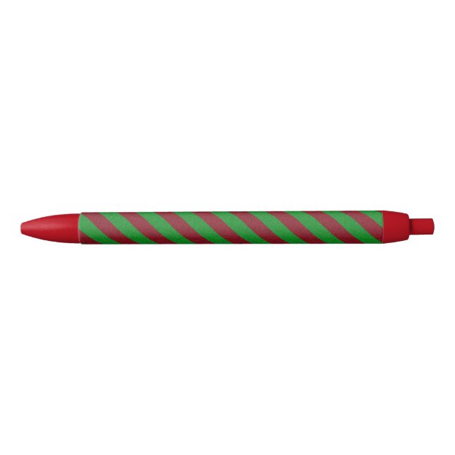 Stylo Noir Parties scintillant Red & Green Stripes (Devant)