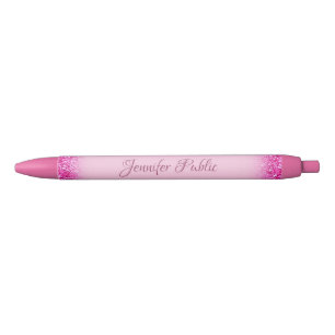 Stylo Noir Parties scintillant rose brillant Modèle de nom pe