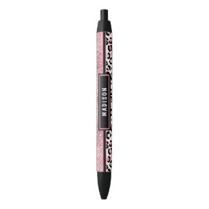 Stylo Noir Parties scintillant rose Empreinte de léopard Shim