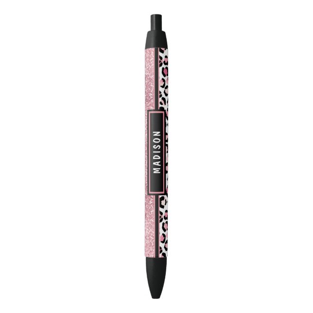 Stylo Noir Parties scintillant rose Empreinte de léopard Shim (devant Vertical)
