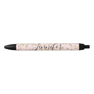 Stylo Noir Parties scintillant rose et or