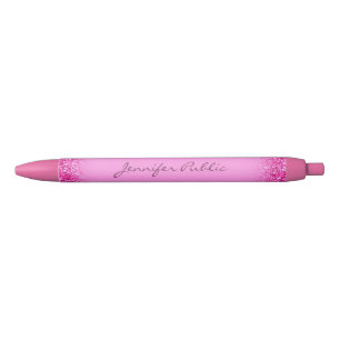 Stylo Noir Parties scintillant rose Modèle de script de nom