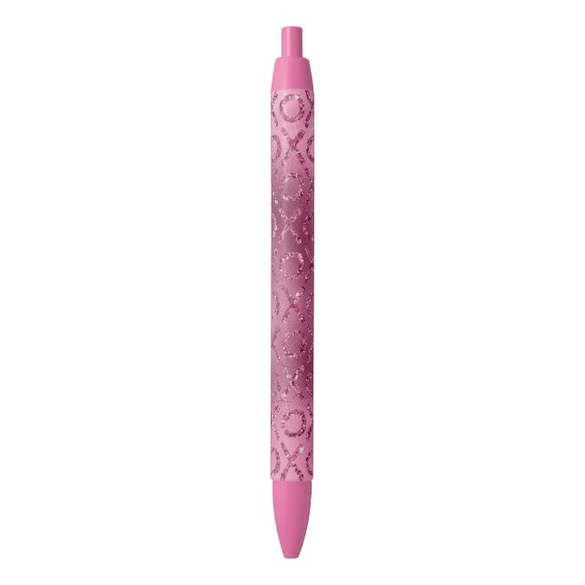 Stylo Noir Parties scintillant rose XOXO (devant Vertical)