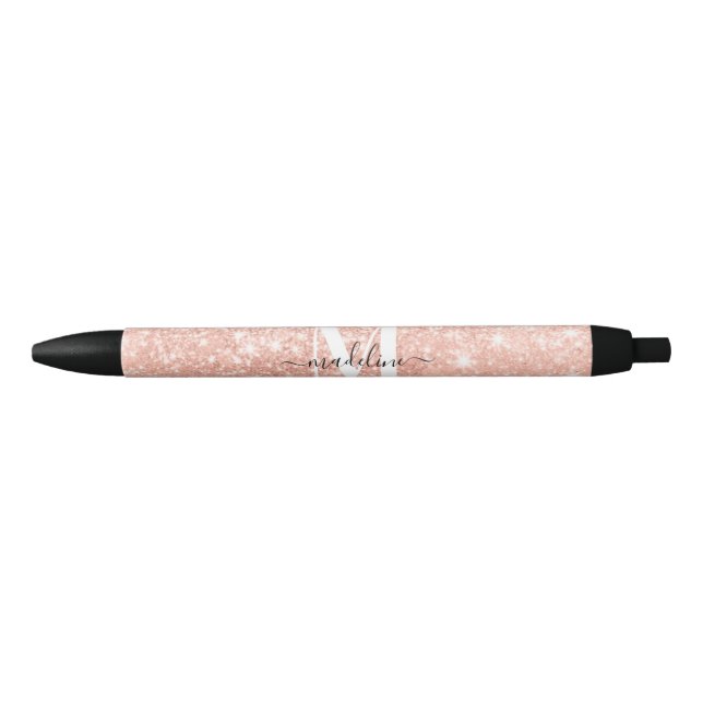Stylo Noir Parties scintillant Rosegold glamour Élégant Monog (Devant)