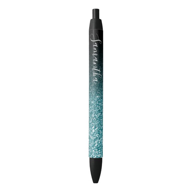 Stylo Noir Parties scintillant Turquoise Black Ombre Faux per (devant Vertical)