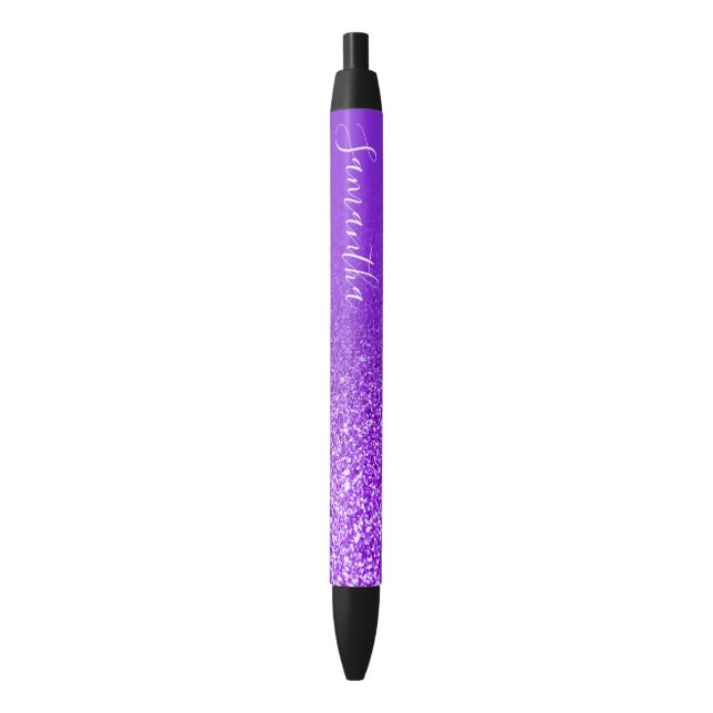 Stylo Noir Parties scintillant violet violet Ombre personnali (devant Vertical)