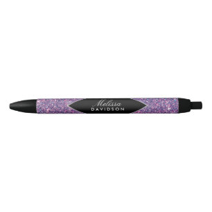 Stylo Noir Parties scintillant violette et glamour
