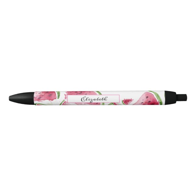 Stylo Noir Pastèque à l'aquarelle adorable (Devant)