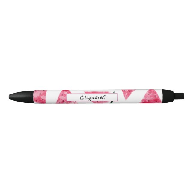 Stylo Noir Pastèque aquarelle adorable (Devant)