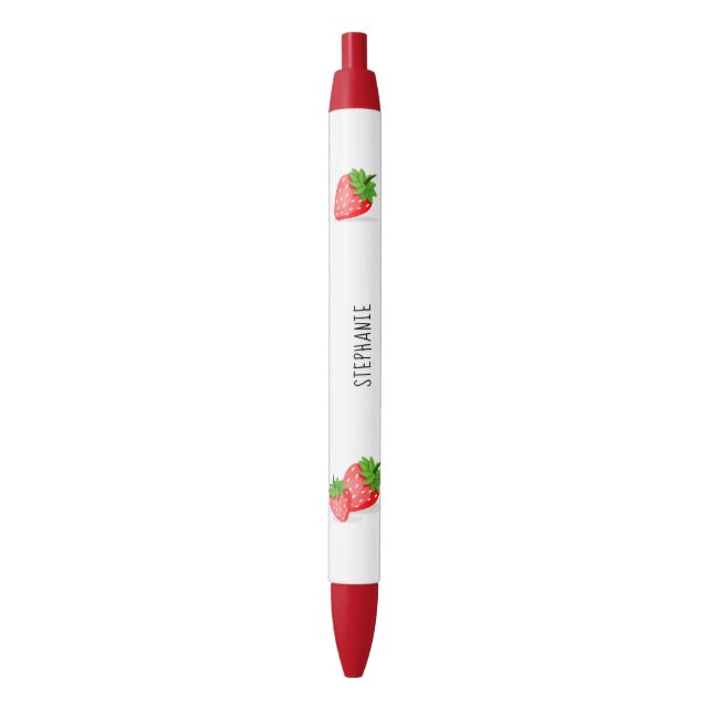 Stylo Noir Patch fraise (devant Vertical)