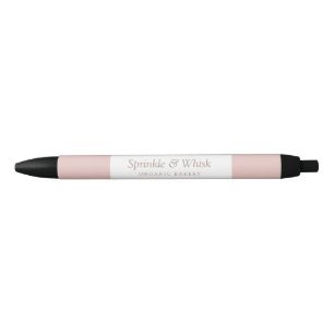 Stylo Noir Pâtisserie Rétro aux rayures de cœur rose et marro