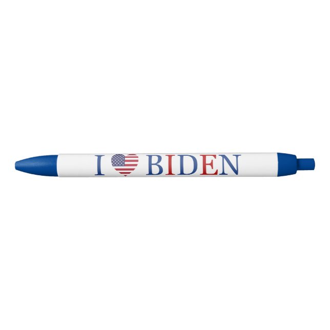 Stylo Noir Patriotique I Heart Love Joe Biden Drapeau (Devant)
