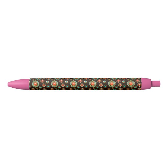 Stylo Noir Pattern de Ethnic Brooches Seamless (Devant)