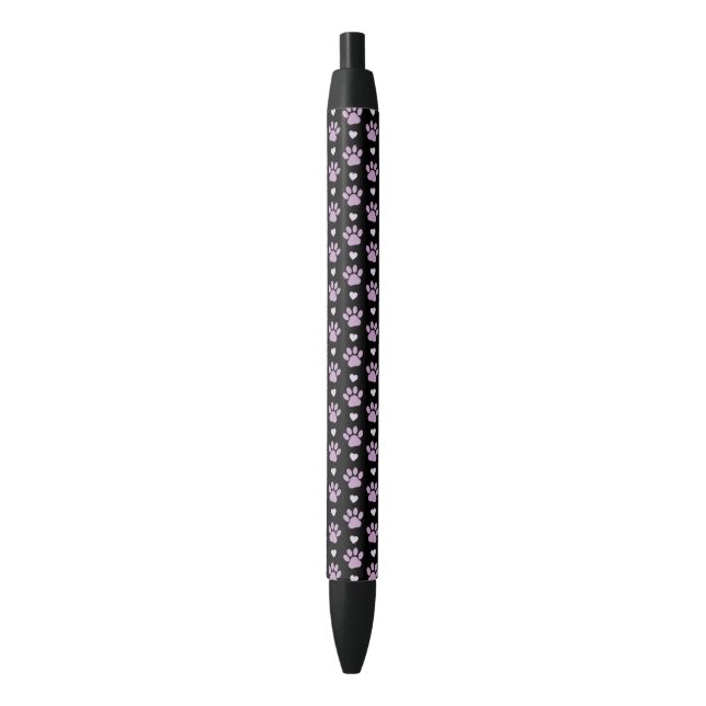 Stylo Noir Pattern of paws, Dog paws, Lilac paws, Hearts (devant Vertical)