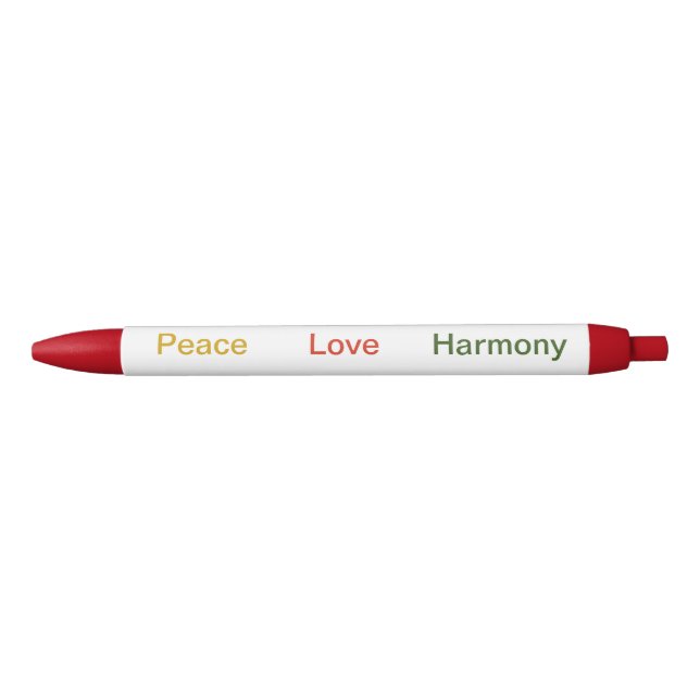 Stylo Noir Peace Love Harmony or rouge vert (Devant)