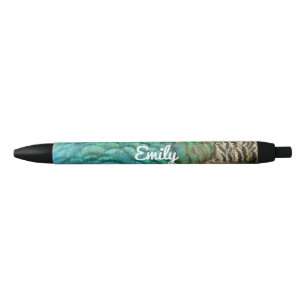 Stylo Noir Peacock Plumes I Colorful Abstrait Nature Design