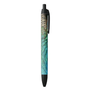 Stylo Noir Peacock Plumes I Colorful Abstrait Nature Design