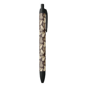 Stylo Noir Peau d'animal avec des coeurs