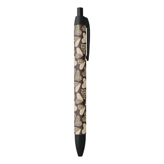 Stylo Noir Peau d'animal avec des coeurs (Bas (Vertical))