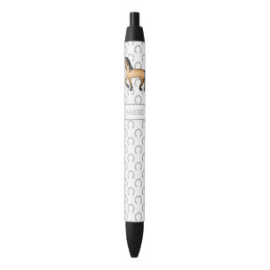 Stylo Noir Peau de daim Mignon Cheval de Dessin Animé Trotant