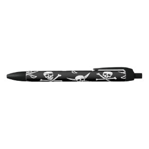 STYLO NOIR PEAU DE PIRATE ET BONNES EN ROSE NOIRE STYLE