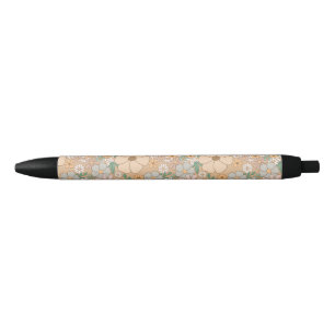 Stylo Noir Pêcher Orange rose gris floral