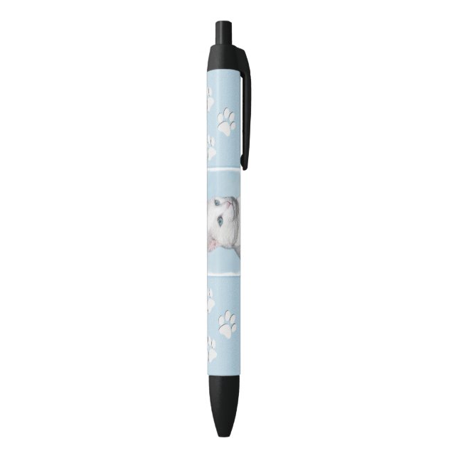 Stylo Noir Peinture de chat blanc - Cute Original Cat Art (Bas (Vertical))