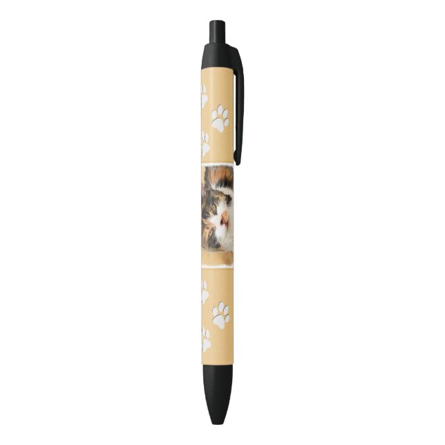 Stylo Noir Peinture de chat Calico - Cute Original Cat Art (Bas (Vertical))