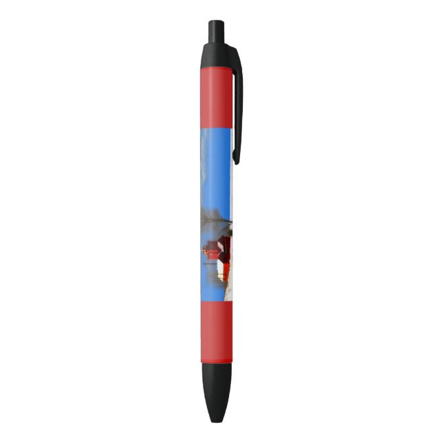 Stylo Noir Peinture de phare rouge - Art original (Bas (Vertical))