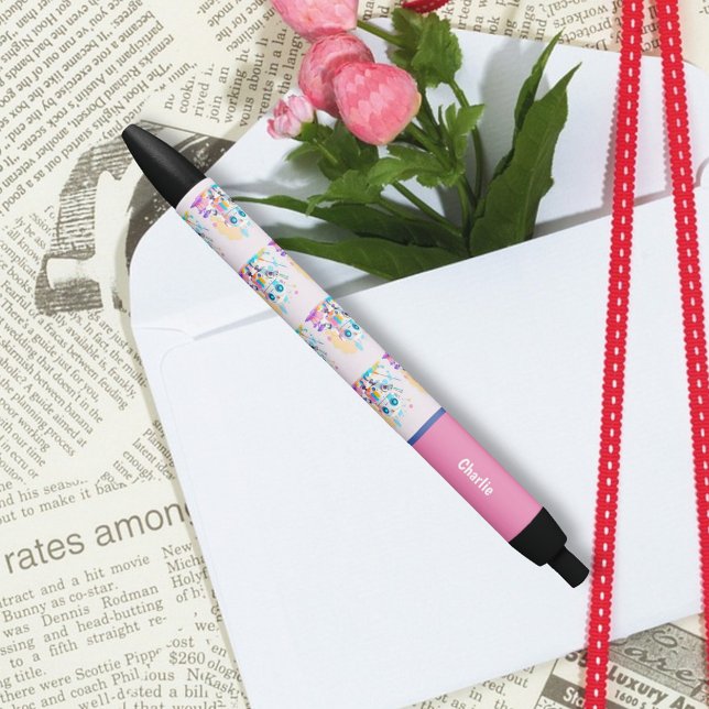 Stylo Noir Peinture éclaboussée de robot mignon et amusant (Créateur téléchargé)