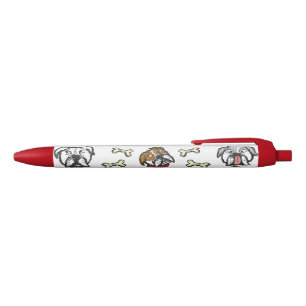 Stylo Noir Pen with english bulldog pattern