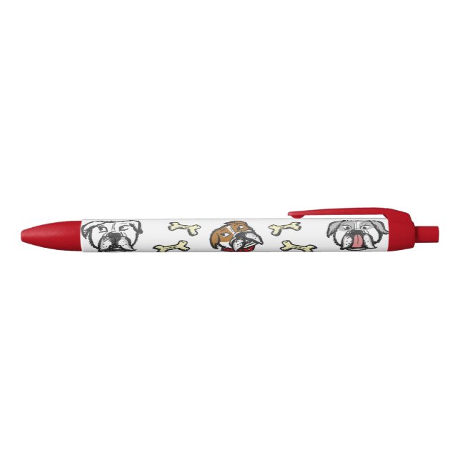 Stylo Noir Pen with english bulldog pattern (Haut)