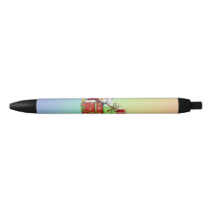 Stylo Noir Penguin de Noël avec cadeaux - Décor festif