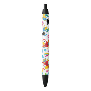 Stylo Noir Perroquets colorés, Perroquets tropicaux, Oiseaux,