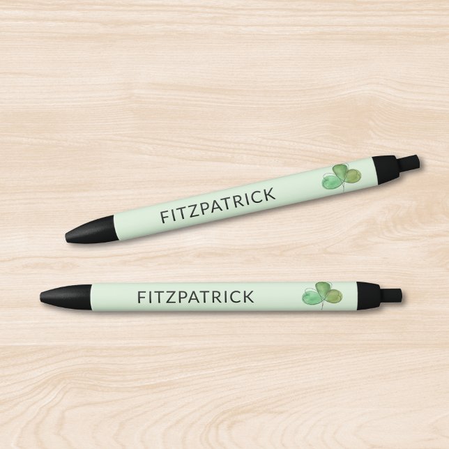 Stylo Noir Personalized Green Shamrock Irish Heritage (Créateur téléchargé)