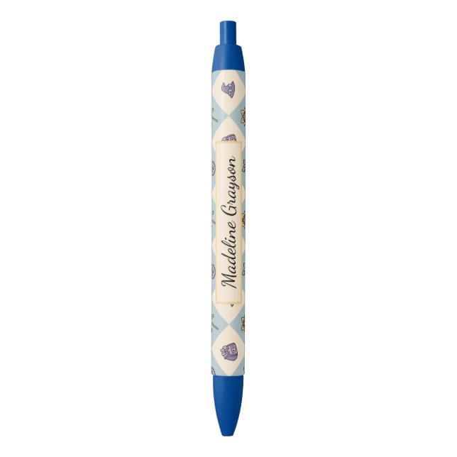 Stylo Noir Personalized Magic Academy Wizard School Blue (devant Vertical)