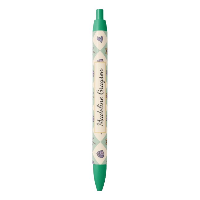 Stylo Noir Personalized Magic Academy Wizard School Green (devant Vertical)