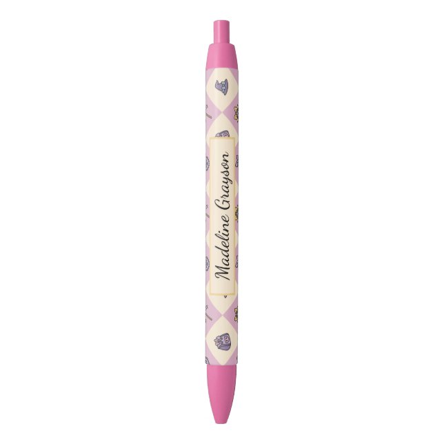 Stylo Noir Personalized Magic Academy Wizard School Pink (devant Vertical)