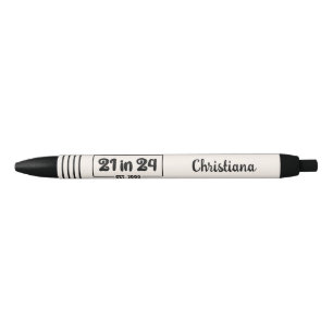 Stylo Noir Personnalisé 21e anniversaire 21 dans 24 Est 2003 