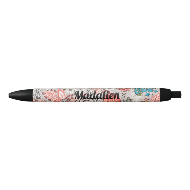 Stylo Noir Personnalisé joli classique floral motif Paisley (Devant)