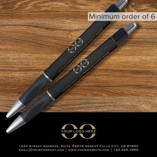 Stylo noir personnalisé or avec logo (Créateur téléchargé)