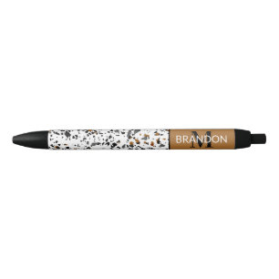 Stylo Noir Personnalisé Turquoise gris Brown noir Terrazzo Ar