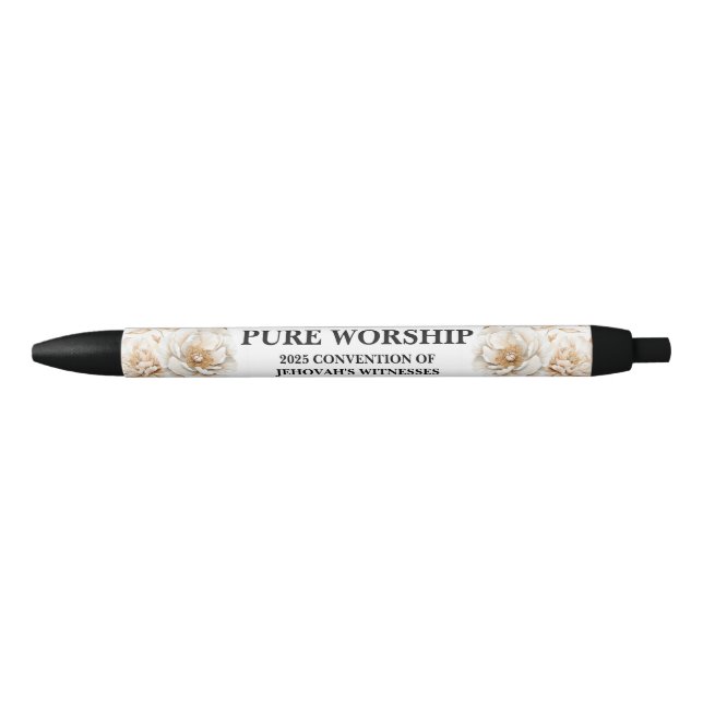 Stylo Noir Personnalisée Pure Worship 2025 Convention JW (Devant)
