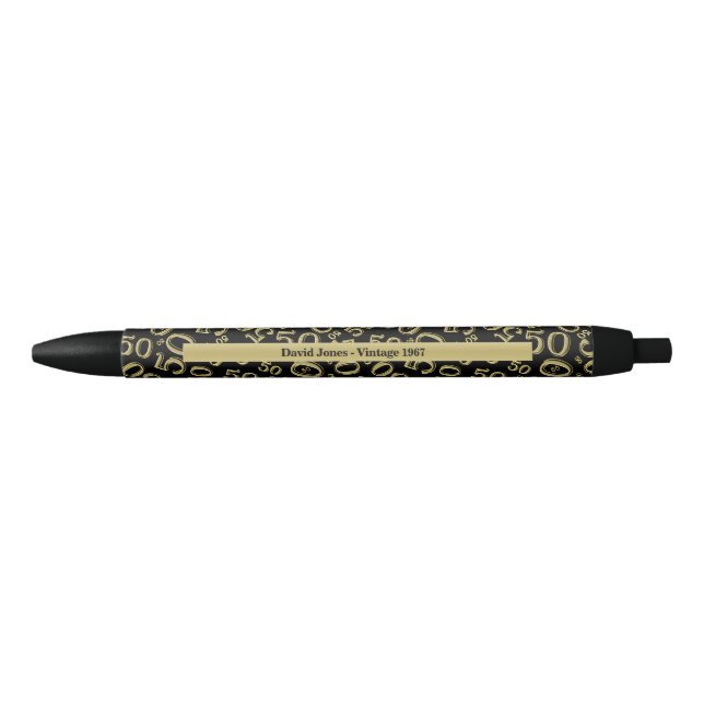 Stylo Noir Personnaliser 50e cadeau d'anniversaire Gold/Black (Devant)