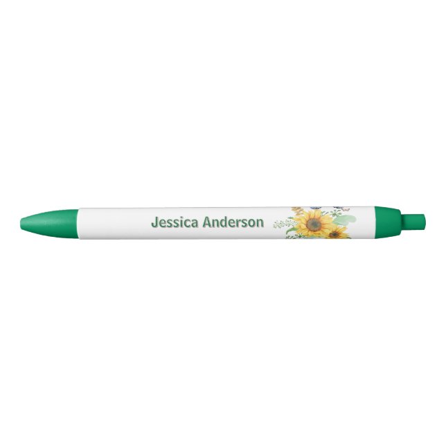 Stylo Noir Personnaliser Hello The Spring Sunflower (Devant)