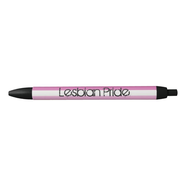 Stylo Noir Personnaliser Rainbow Pen - Lesbian Pride (Devant)